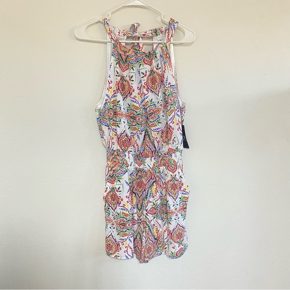 White multicolored floral New York & company romper